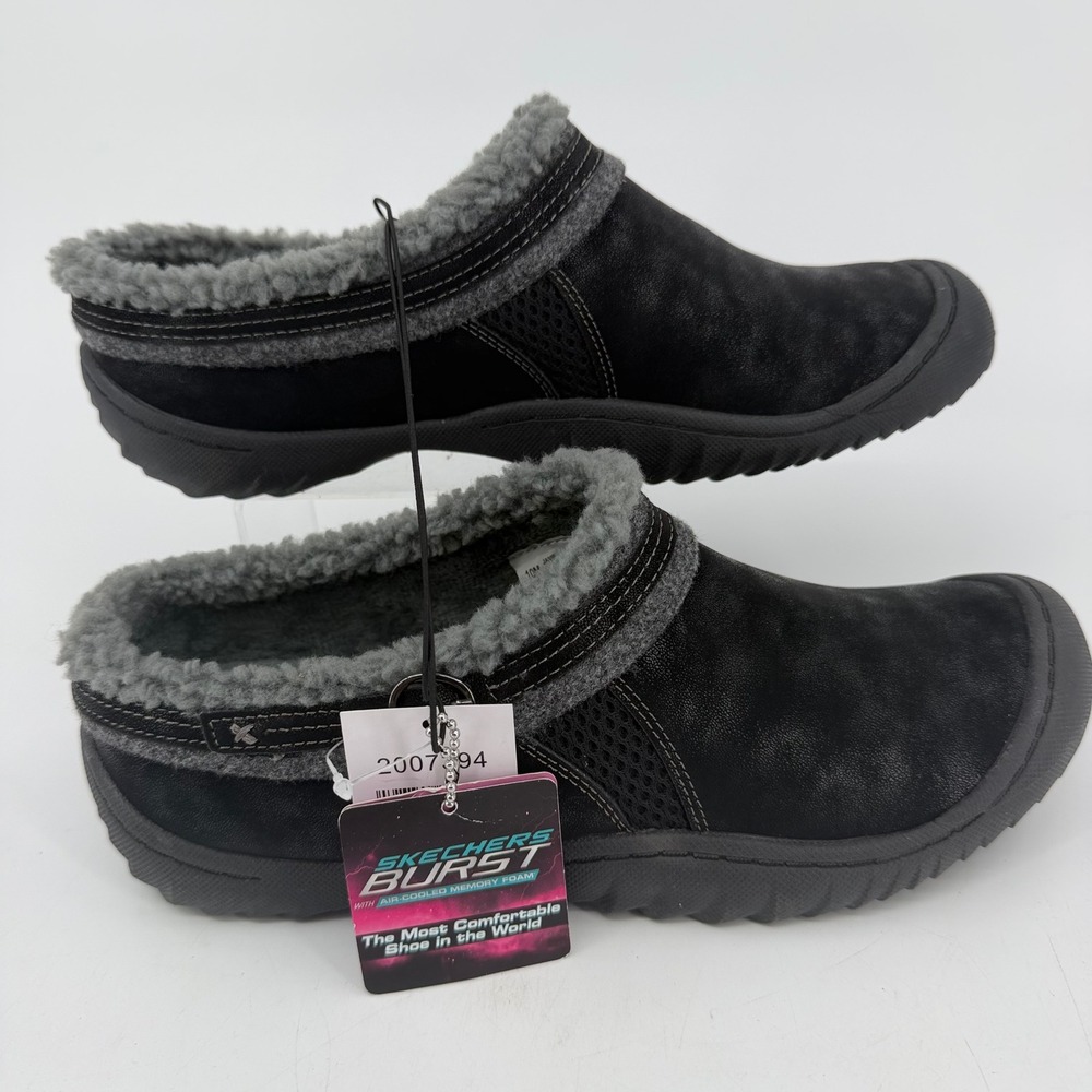 JBU by Jambu Janie Black Faux Fur Lined Clog Mules S6JAN01 Womens 10 NEW